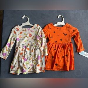 Cat & Jack Halloween Pumpkin Candy Dress Bundle Toddler Girls SZ 18M Long Sleeve